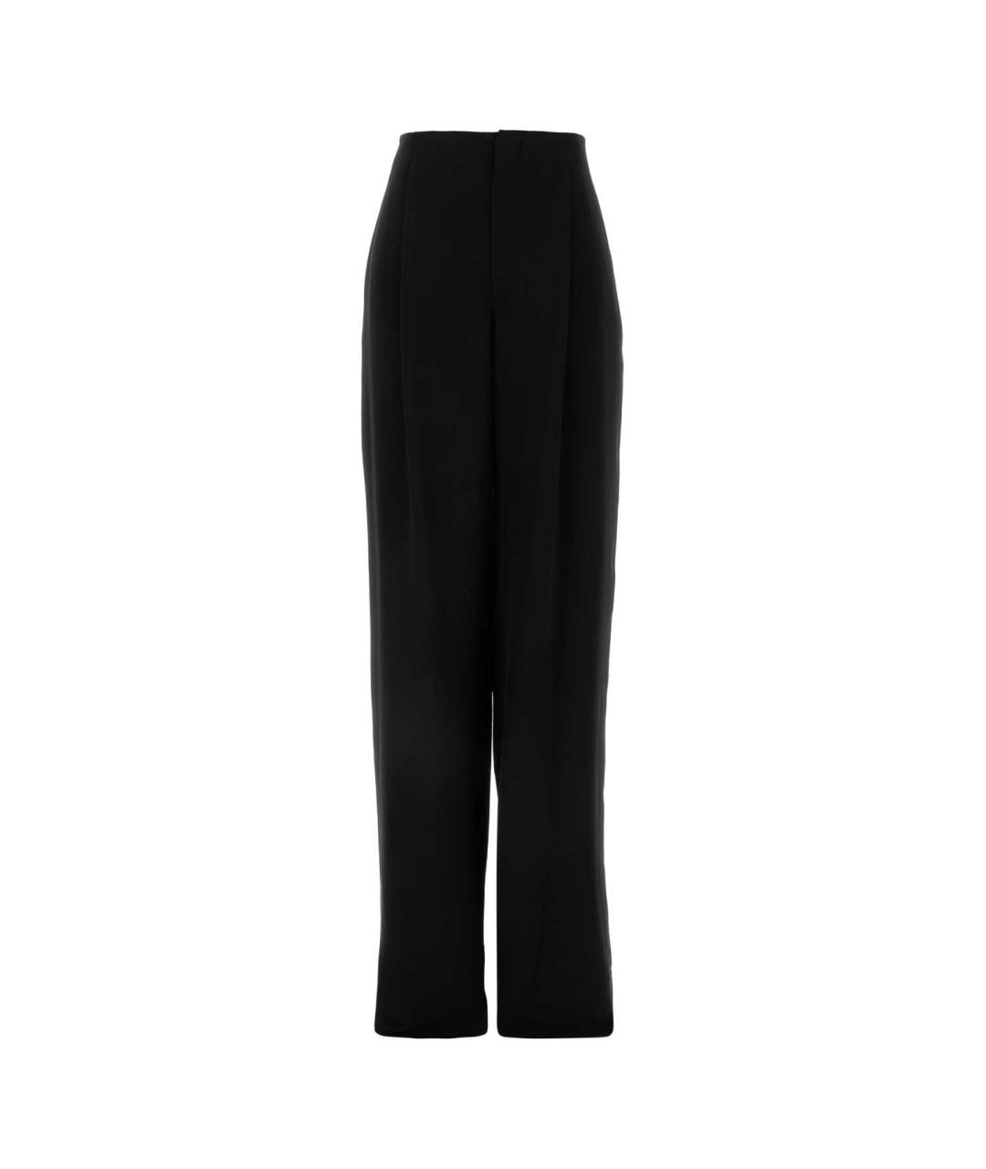 SAINT LAURENT Черные шелковые прямые брюки, фото 1