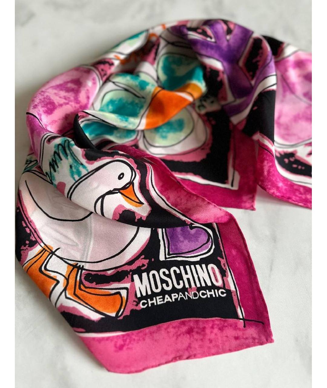 MOSCHINO Розовый шелковый платок, фото 6