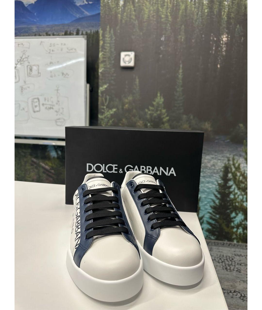 DOLCE&GABBANA Белые кожаные кеды, фото 5