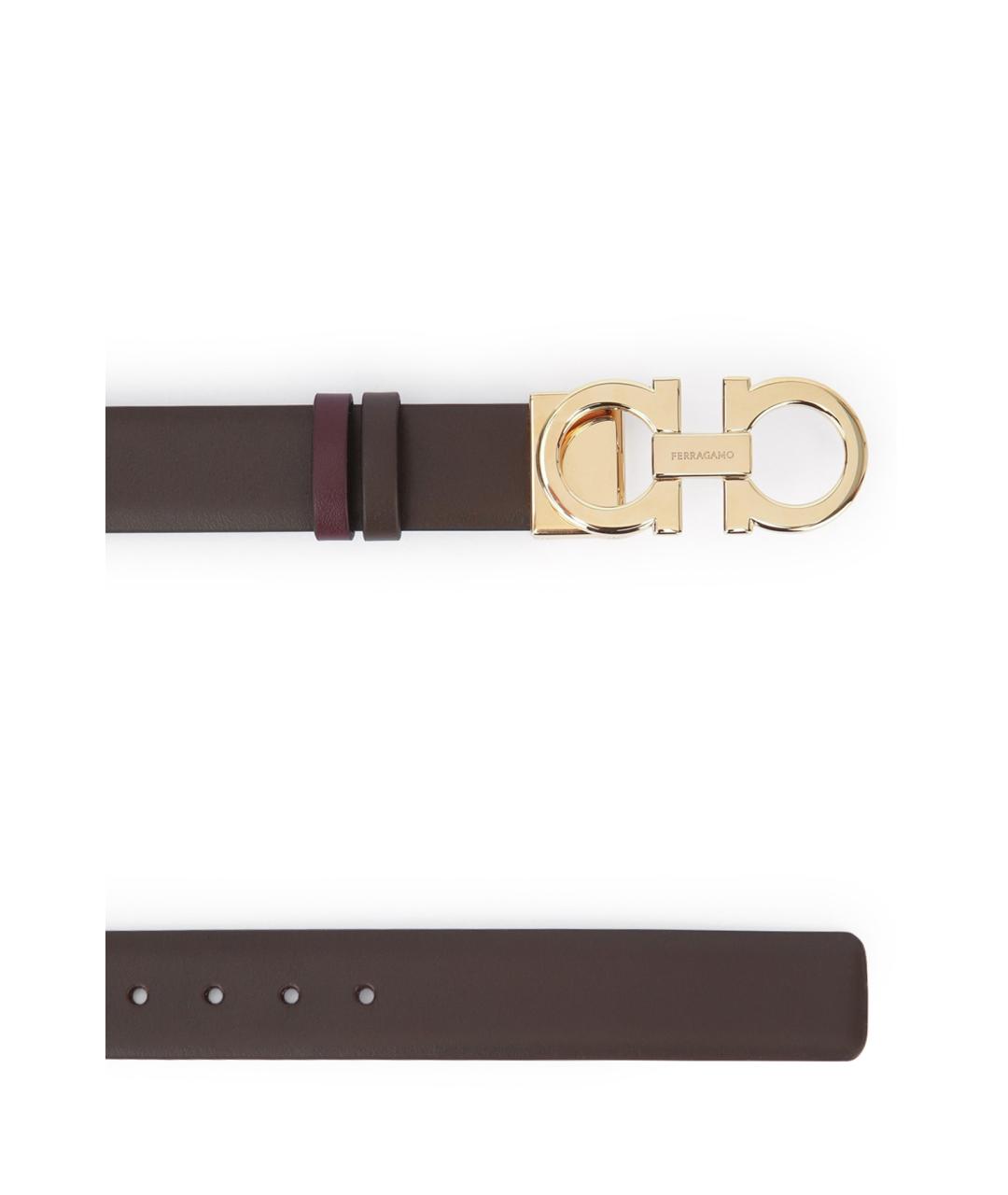 FERRAGAMO Бордовый кожаный ремень, фото 2