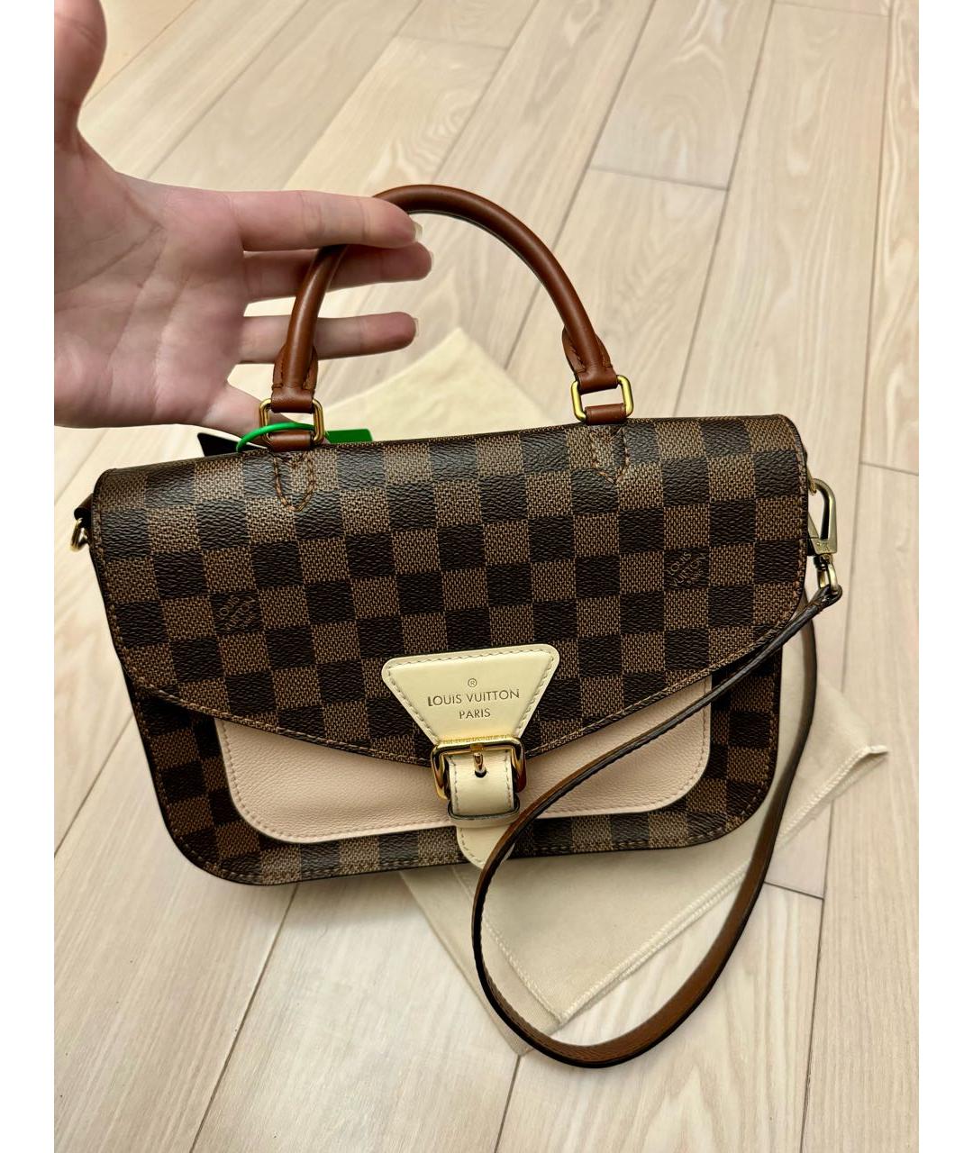 LOUIS VUITTON Коричневая кожаная сумка через плечо, фото 3