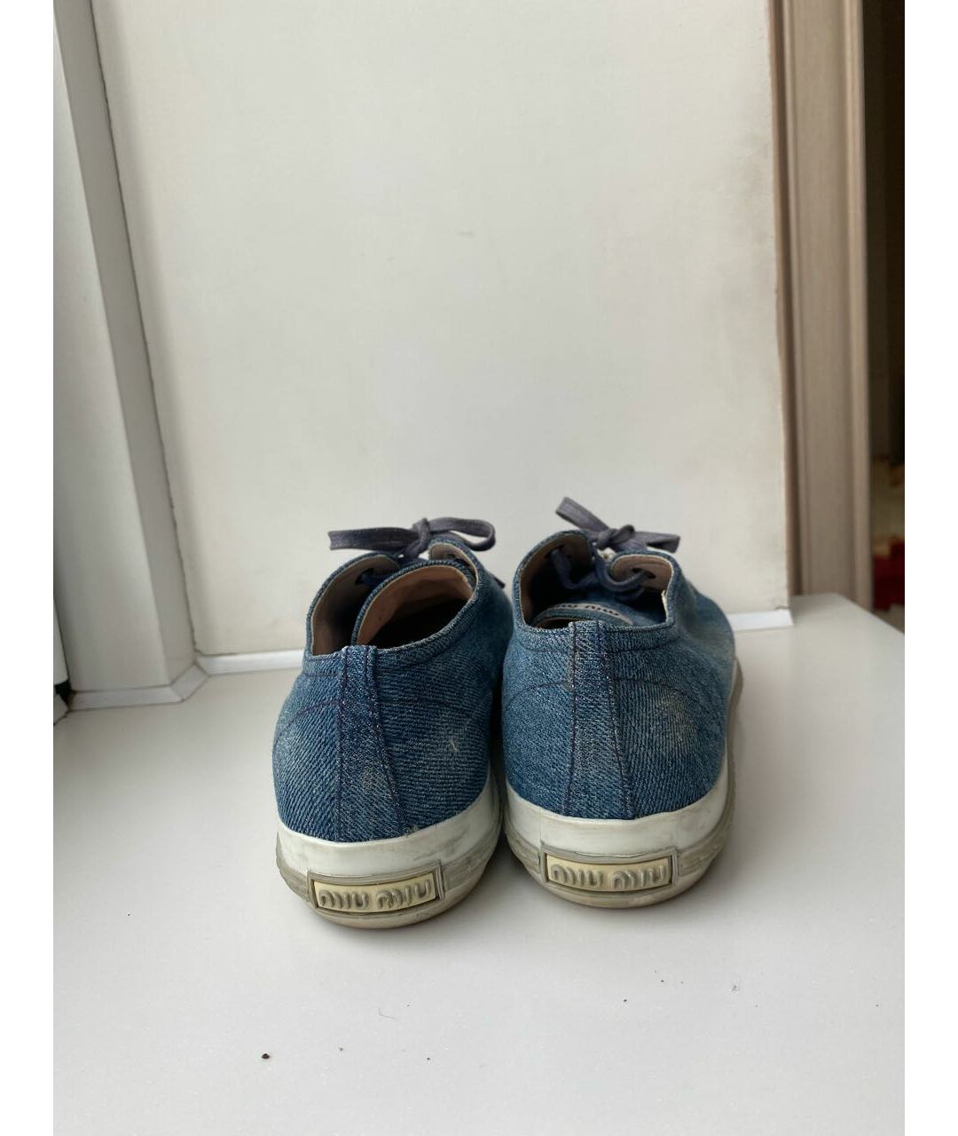 MIU MIU Голубые текстильные кеды, фото 4