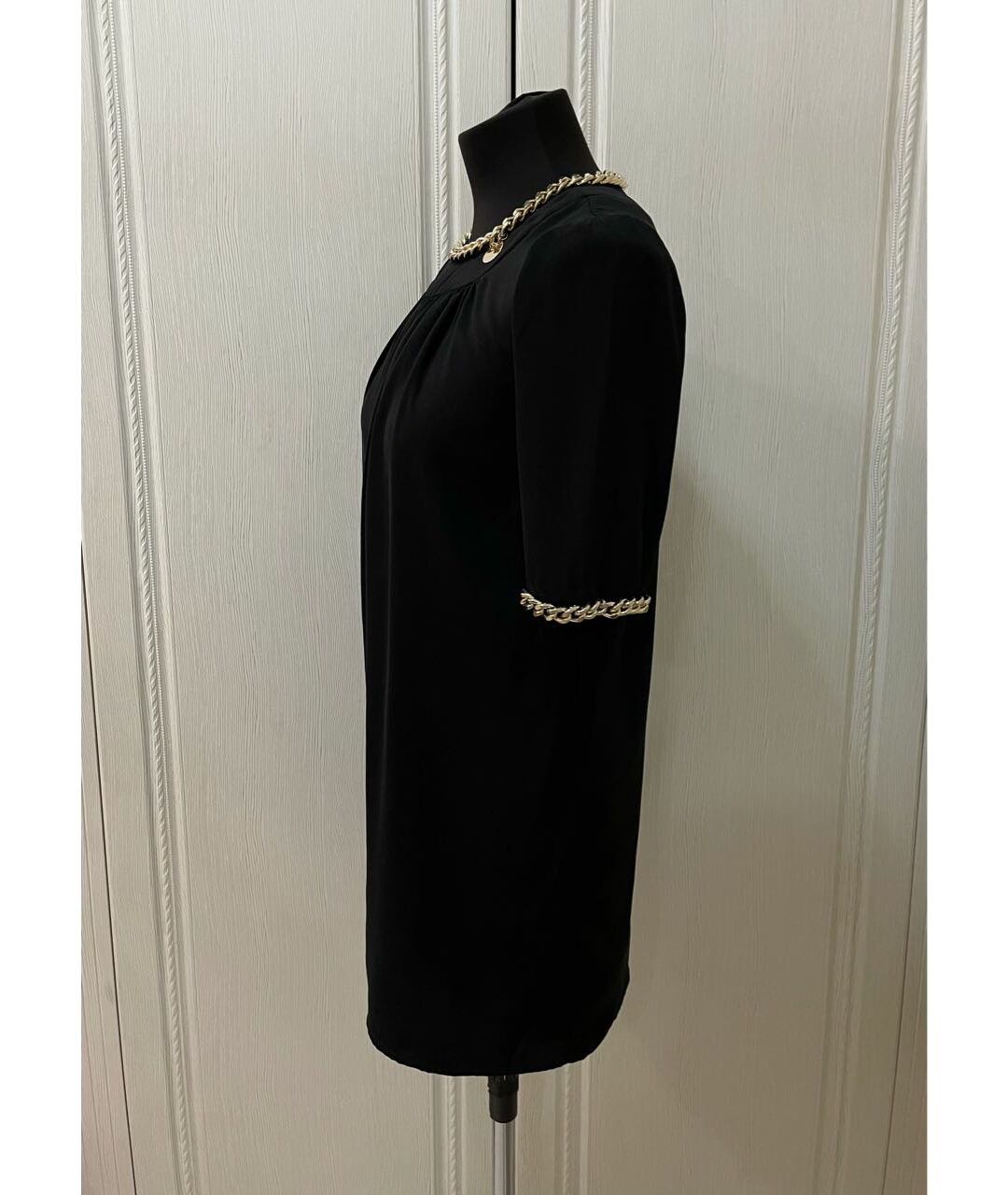 ELISABETTA FRANCHI Черное полиэстеровое повседневное платье, фото 4