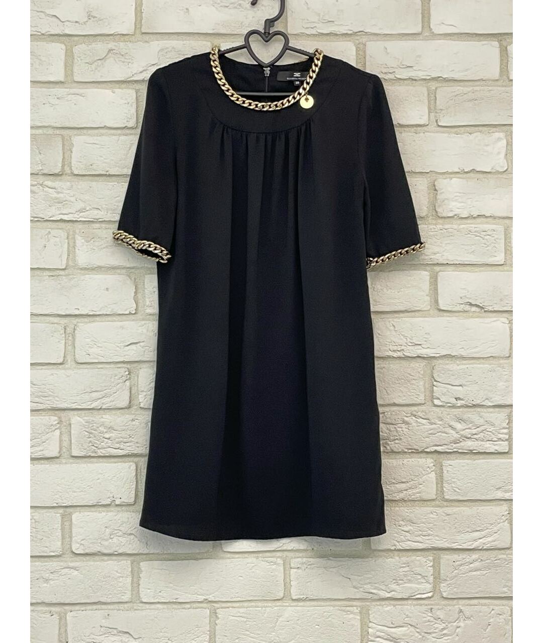 ELISABETTA FRANCHI Черное полиэстеровое повседневное платье, фото 8