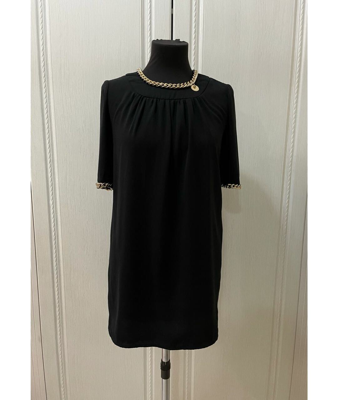 ELISABETTA FRANCHI Черное полиэстеровое повседневное платье, фото 3