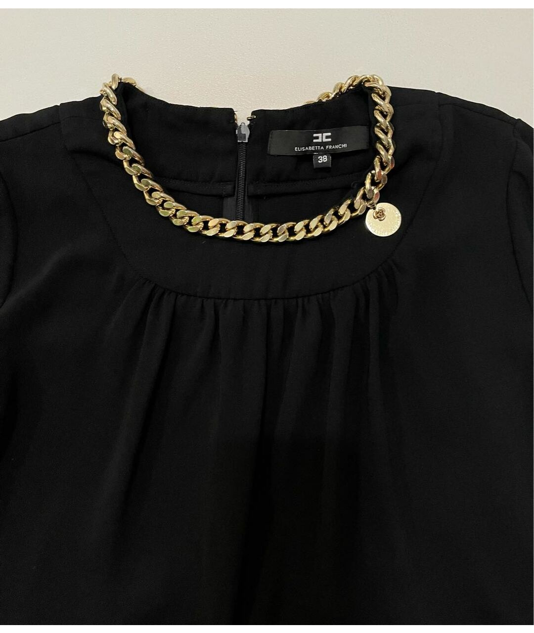 ELISABETTA FRANCHI Черное полиэстеровое повседневное платье, фото 6