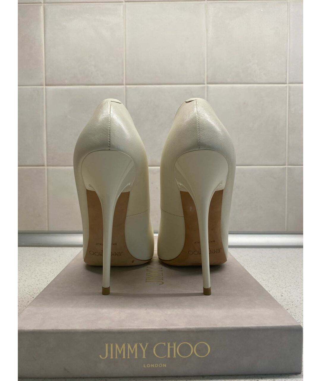 JIMMY CHOO Белые кожаные туфли, фото 3