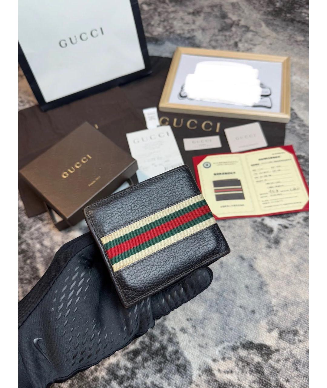 GUCCI Черный кожаный кошелек, фото 4