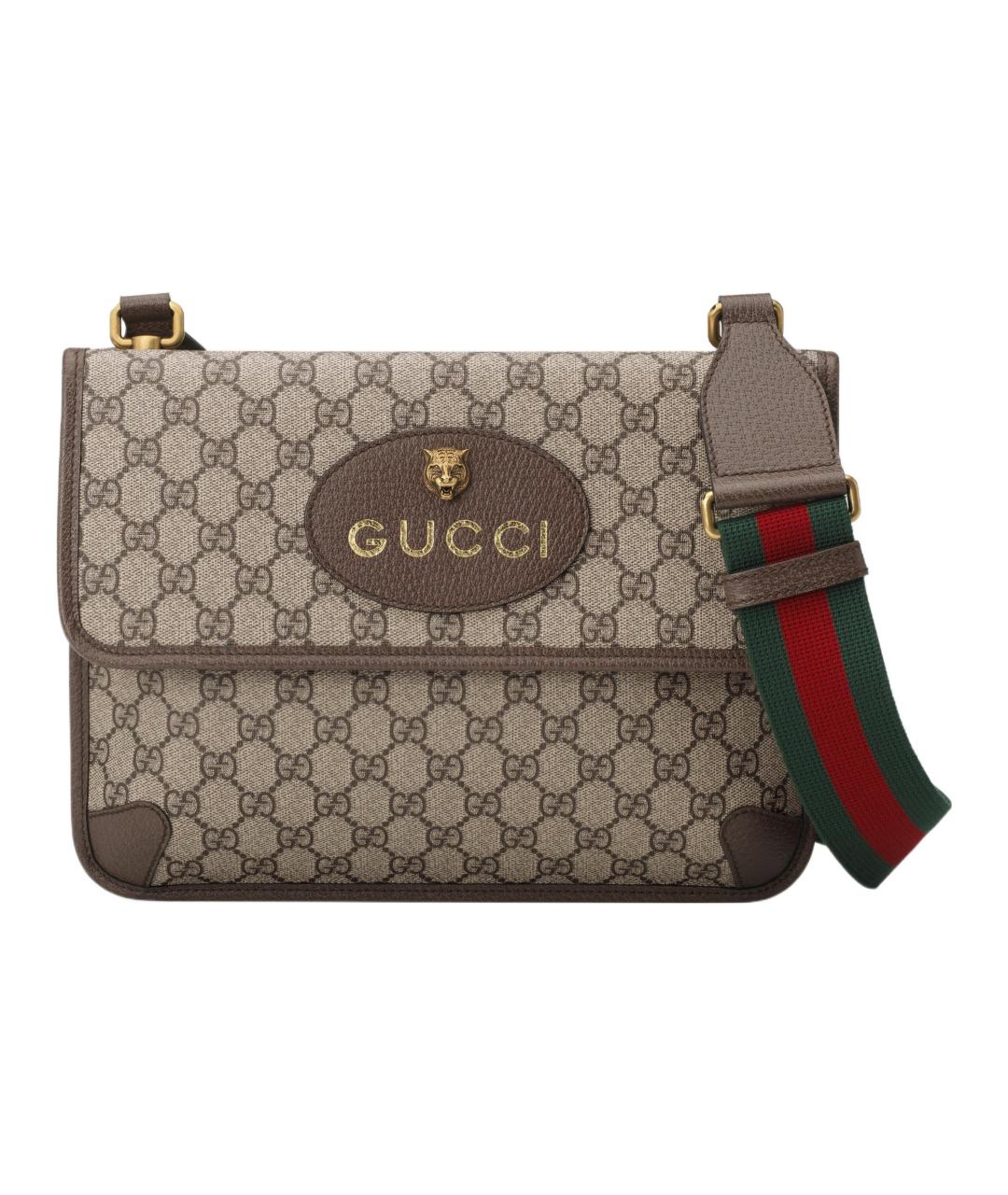 GUCCI Коричневая тканевая сумка через плечо, фото 1