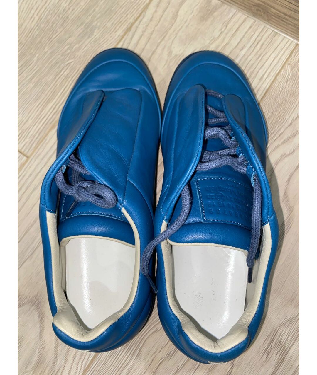 MAISON MARGIELA Синие кожаные кроссовки, фото 4