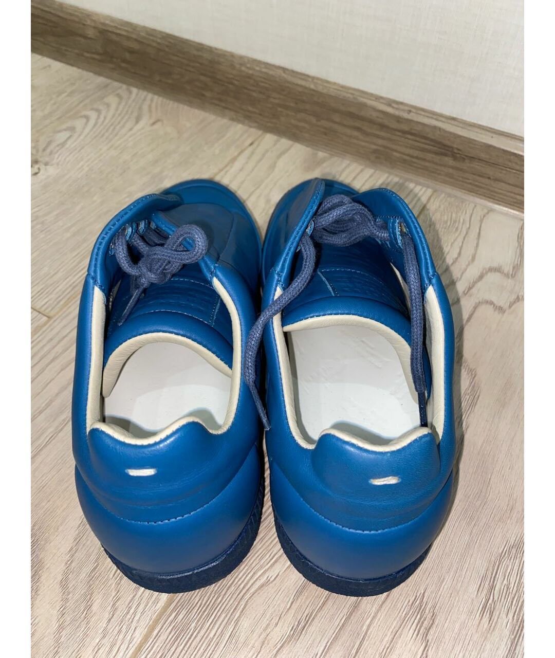 MAISON MARGIELA Синие кожаные кроссовки, фото 3