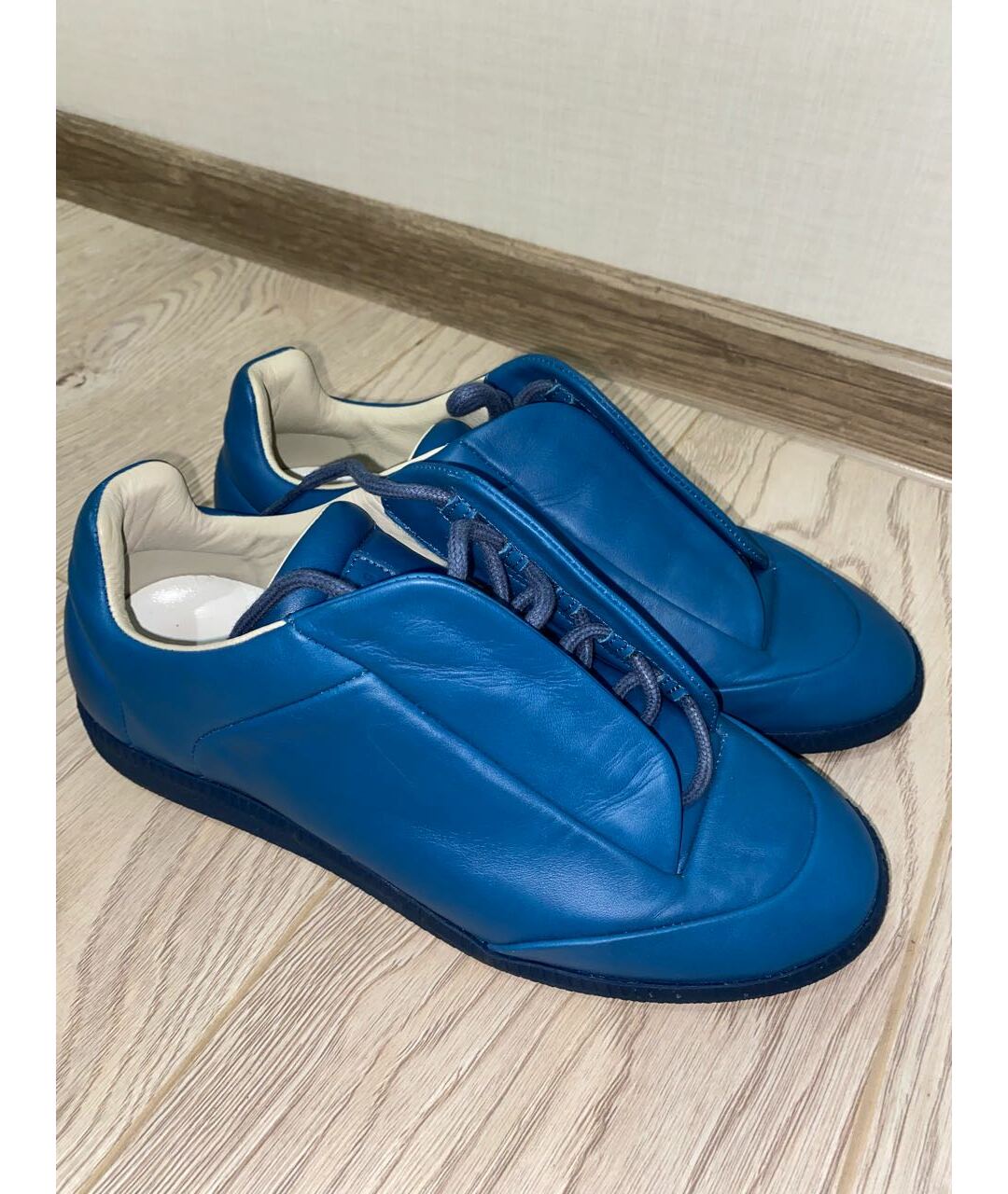 MAISON MARGIELA Синие кожаные кроссовки, фото 6