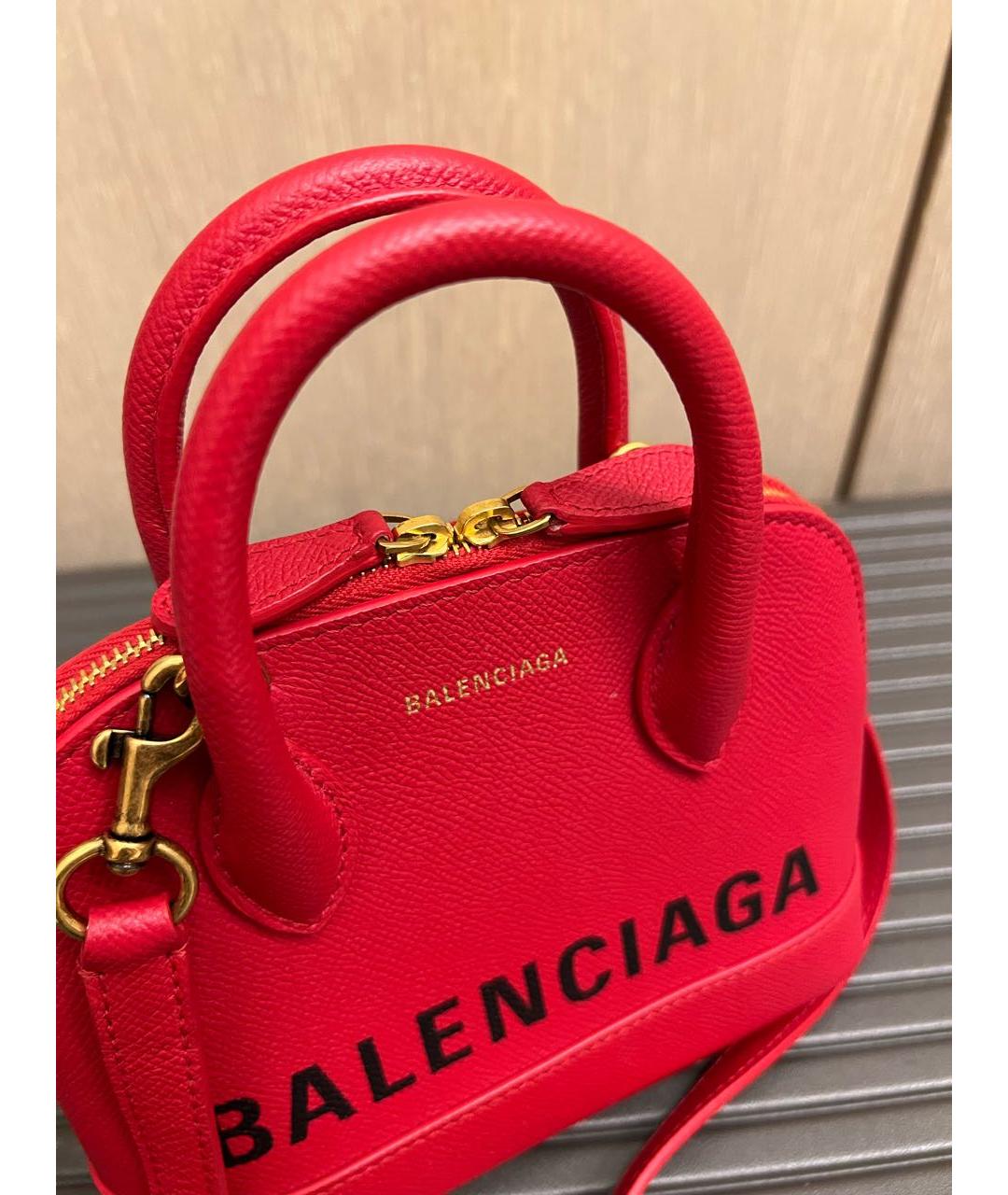 BALENCIAGA Красная кожаная сумка через плечо, фото 2