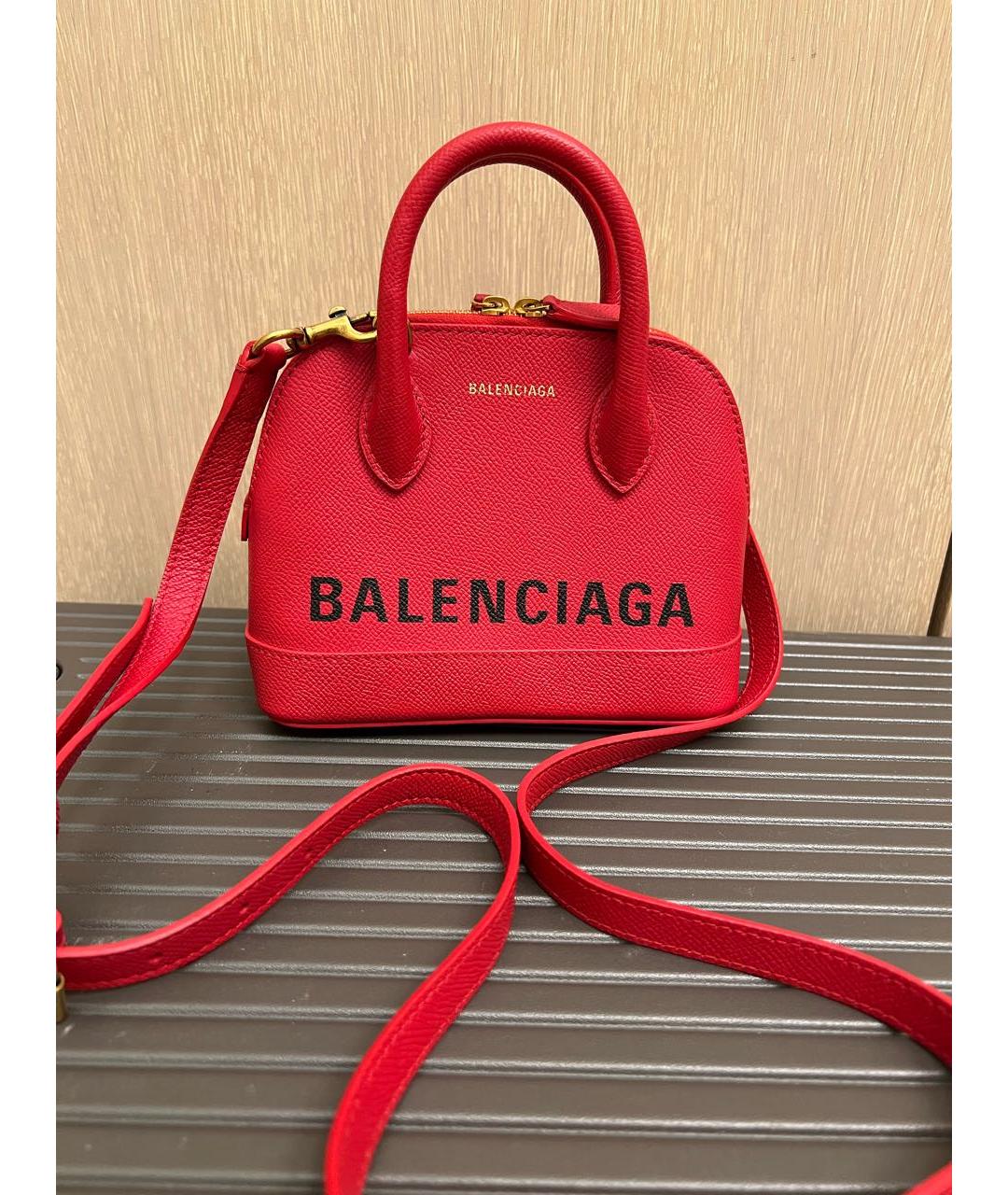 BALENCIAGA Красная кожаная сумка через плечо, фото 5