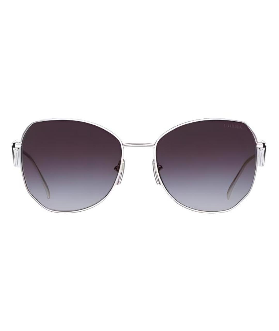PRADA Серебряные металлические солнцезащитные очки, фото 1