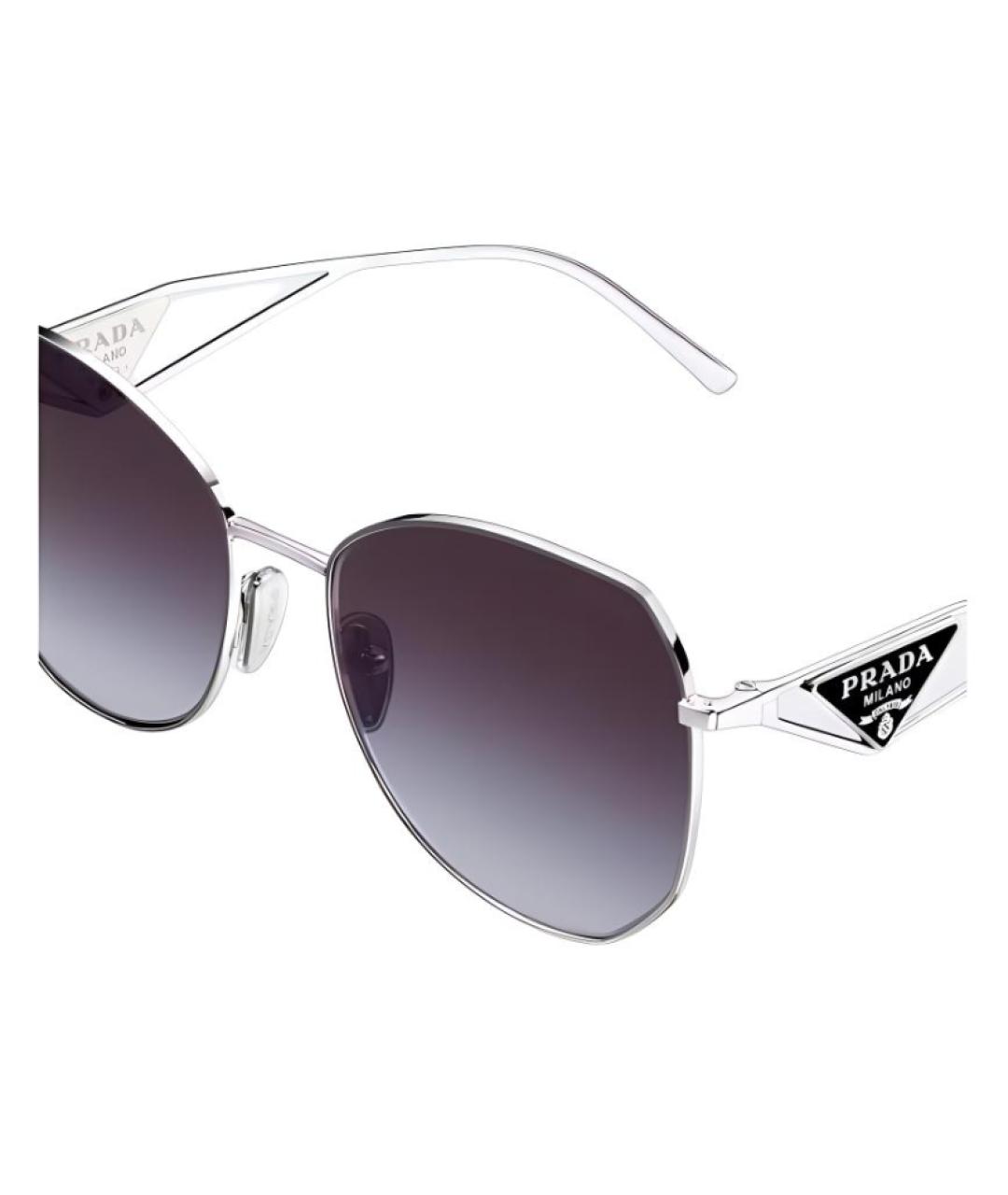 PRADA Серебряные металлические солнцезащитные очки, фото 2