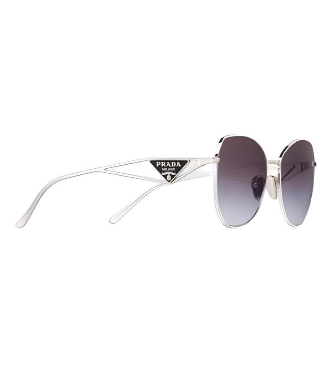 PRADA Серебряные металлические солнцезащитные очки, фото 4