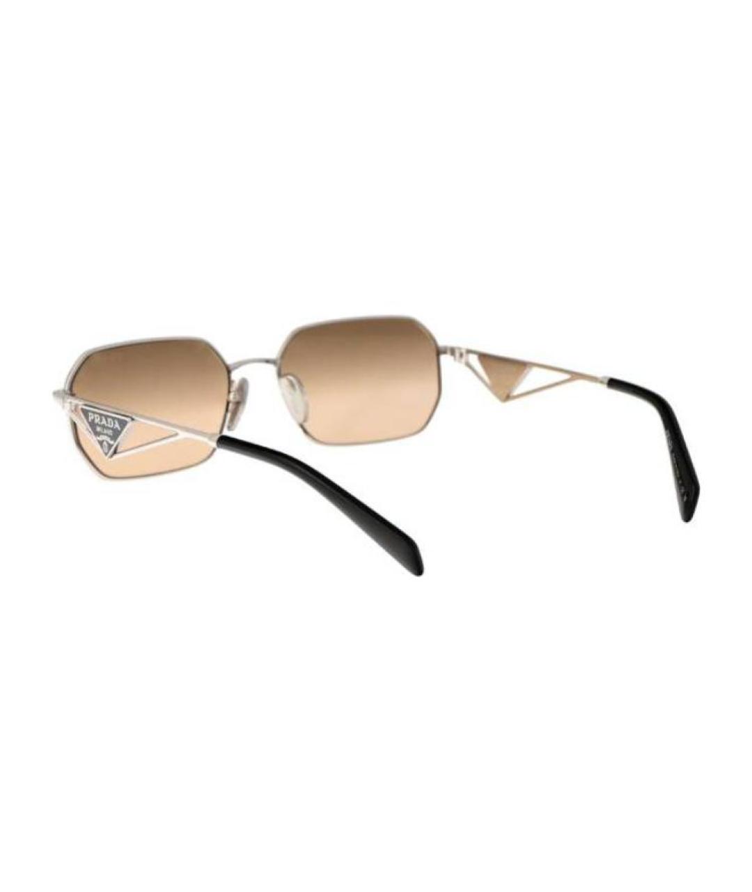 PRADA Серебряные металлические солнцезащитные очки, фото 4