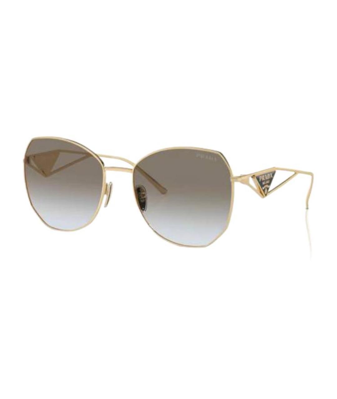 PRADA Золотые металлические солнцезащитные очки, фото 1