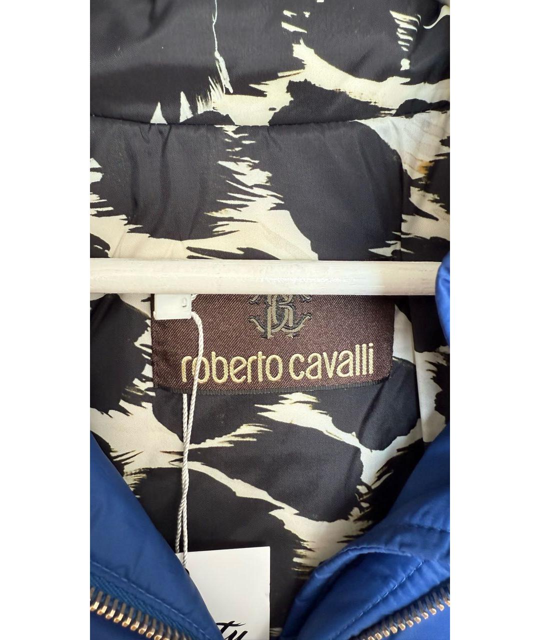 ROBERTO CAVALLI Синяя полиэстеровая куртка, фото 4