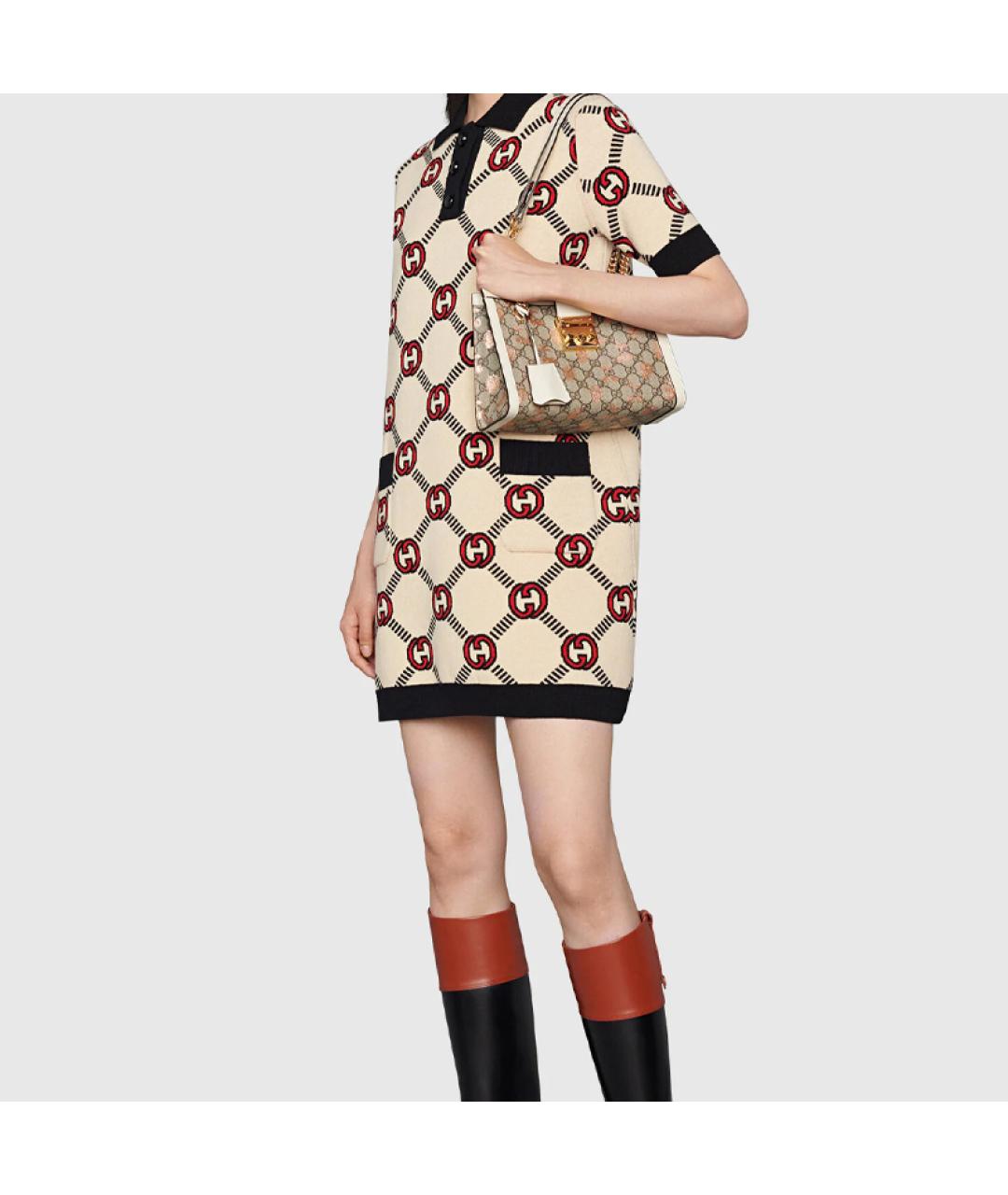 GUCCI Белая тканевая сумка через плечо, фото 6