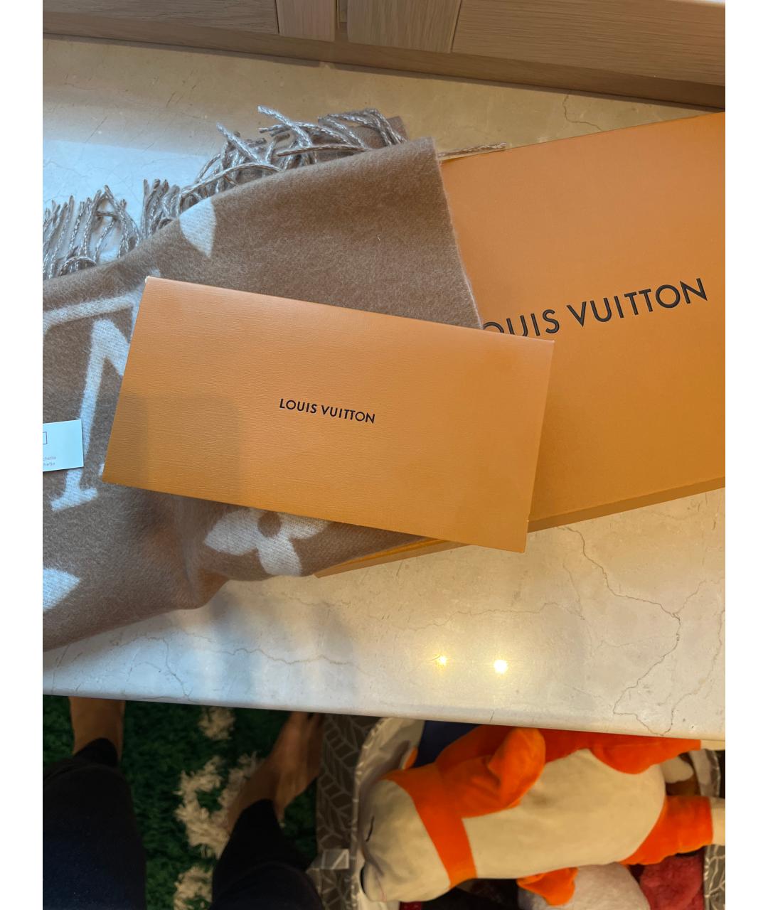 LOUIS VUITTON Бежевый кашемировый шарф, фото 5
