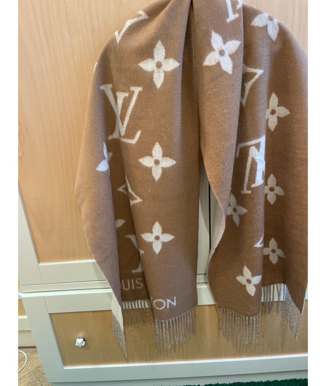 LOUIS VUITTON Бежевый кашемировый шарф, фото 6