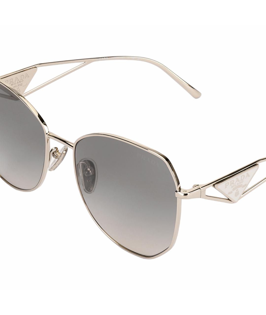 PRADA Золотые металлические солнцезащитные очки, фото 4