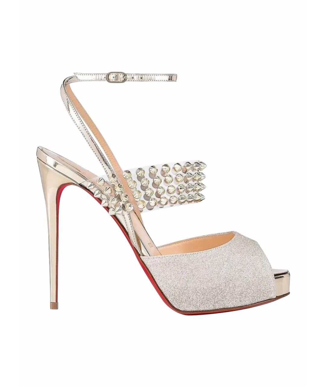 CHRISTIAN LOUBOUTIN Золотые кожаные босоножки, фото 1