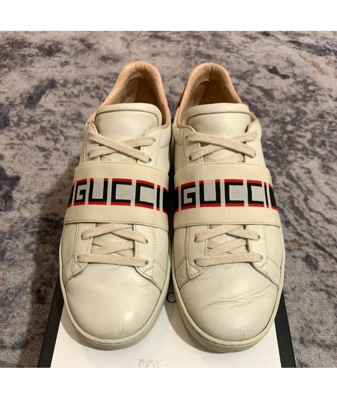 GUCCI Бежевые кожаные кеды, фото 2