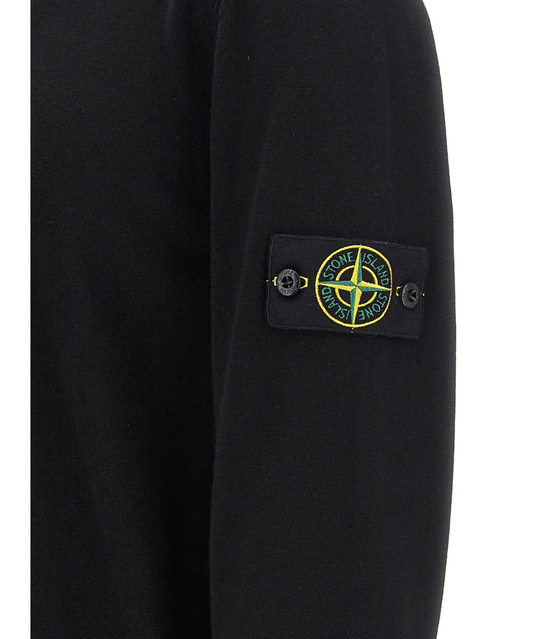 STONE ISLAND Черный хлопковый джемпер / свитер, фото 4