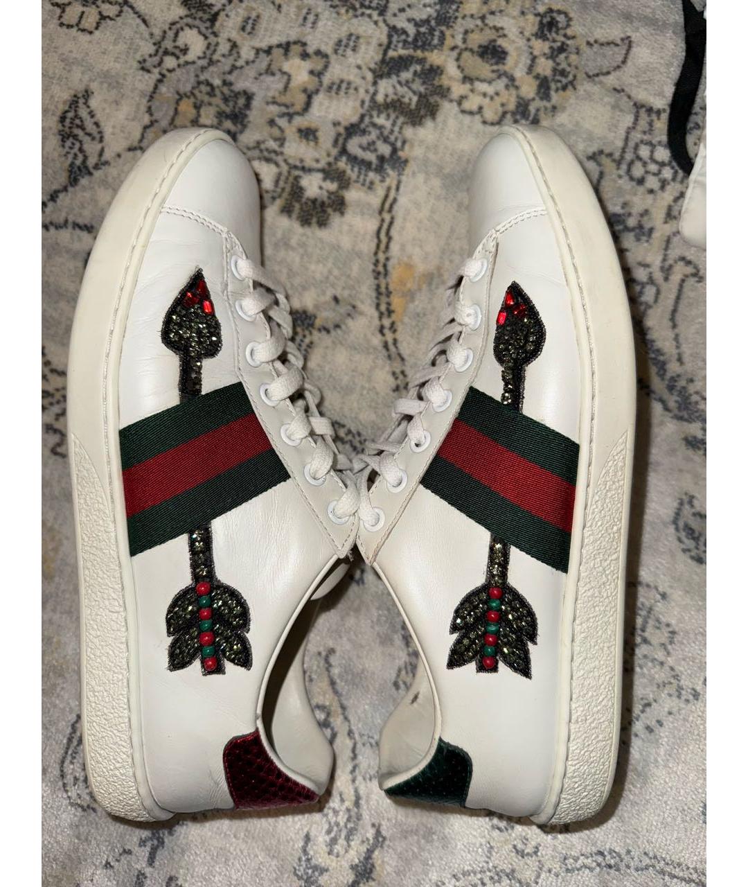 GUCCI Белые кожаные кеды, фото 6