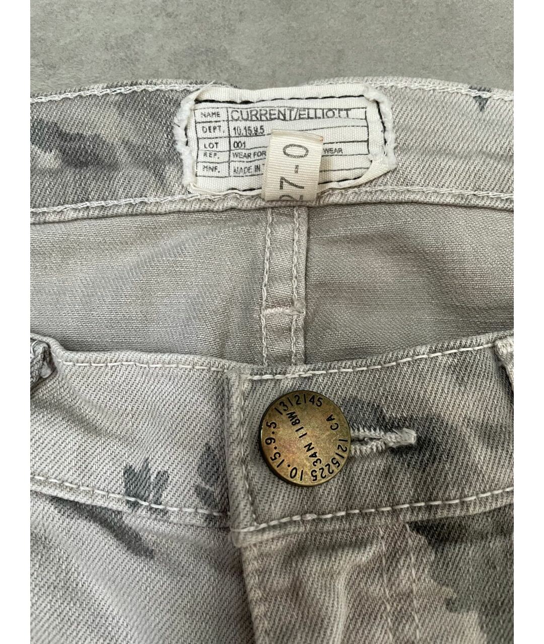 CURRENT/ELLIOTT Серые хлопко-эластановые джинсы слим, фото 5