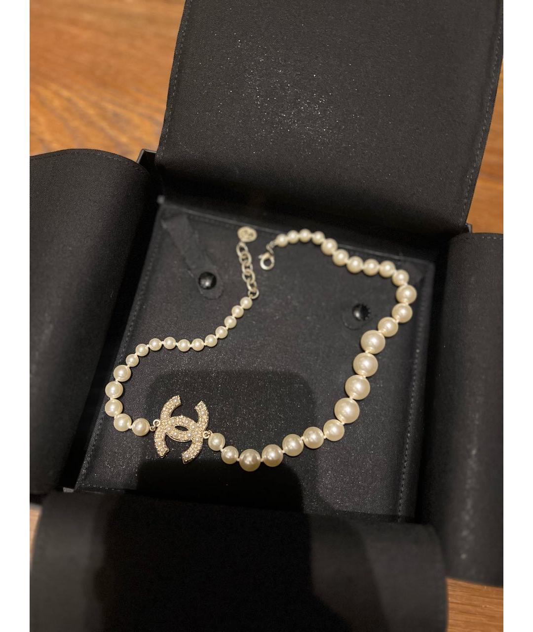 CHANEL Белое колье из желтого золота, фото 5