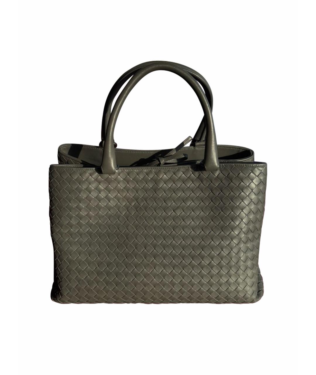 BOTTEGA VENETA Серая кожаная сумка тоут, фото 1