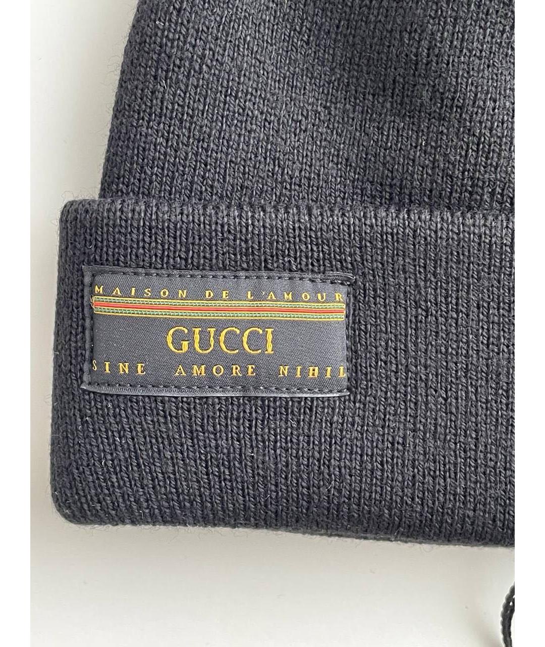 GUCCI Черная шерстяная шапка, фото 3