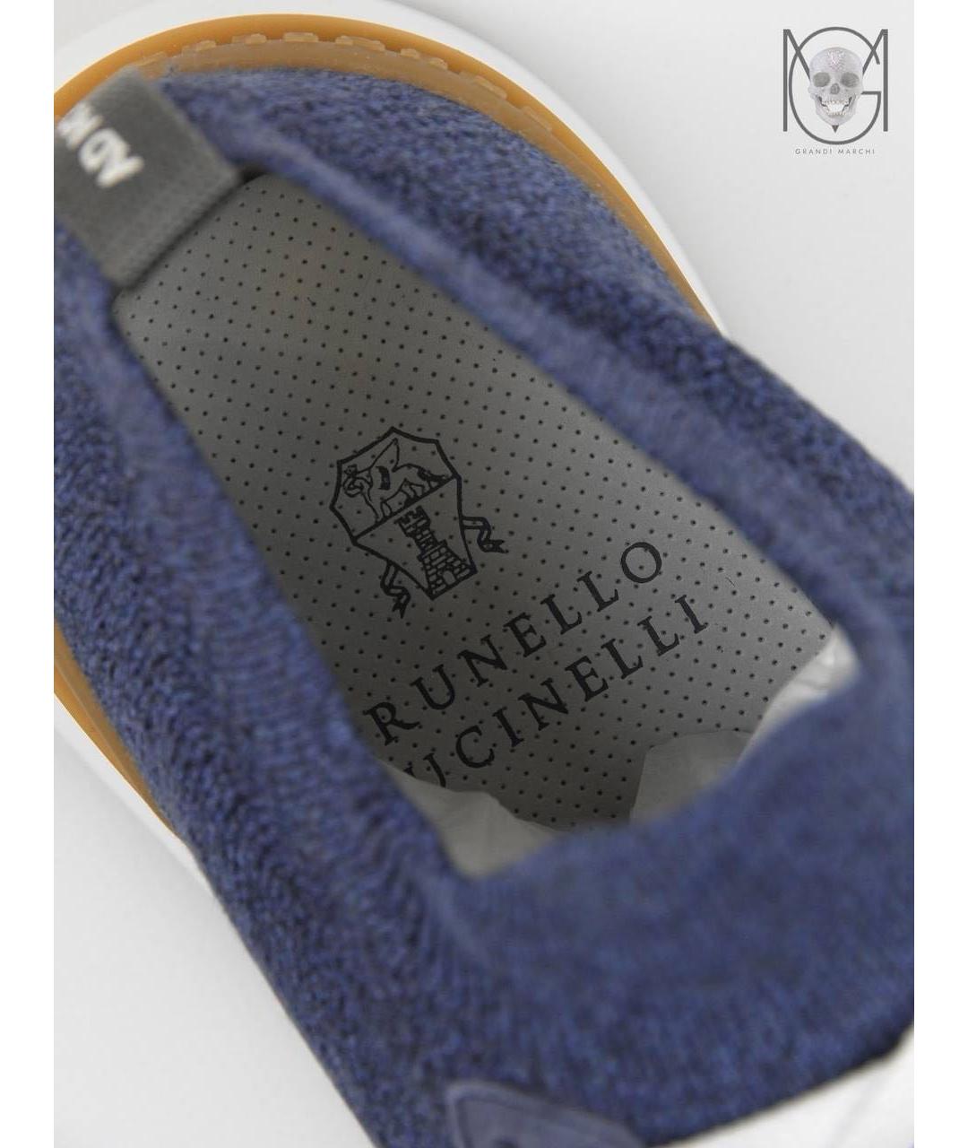 BRUNELLO CUCINELLI Синие текстильные низкие кроссовки / кеды, фото 7