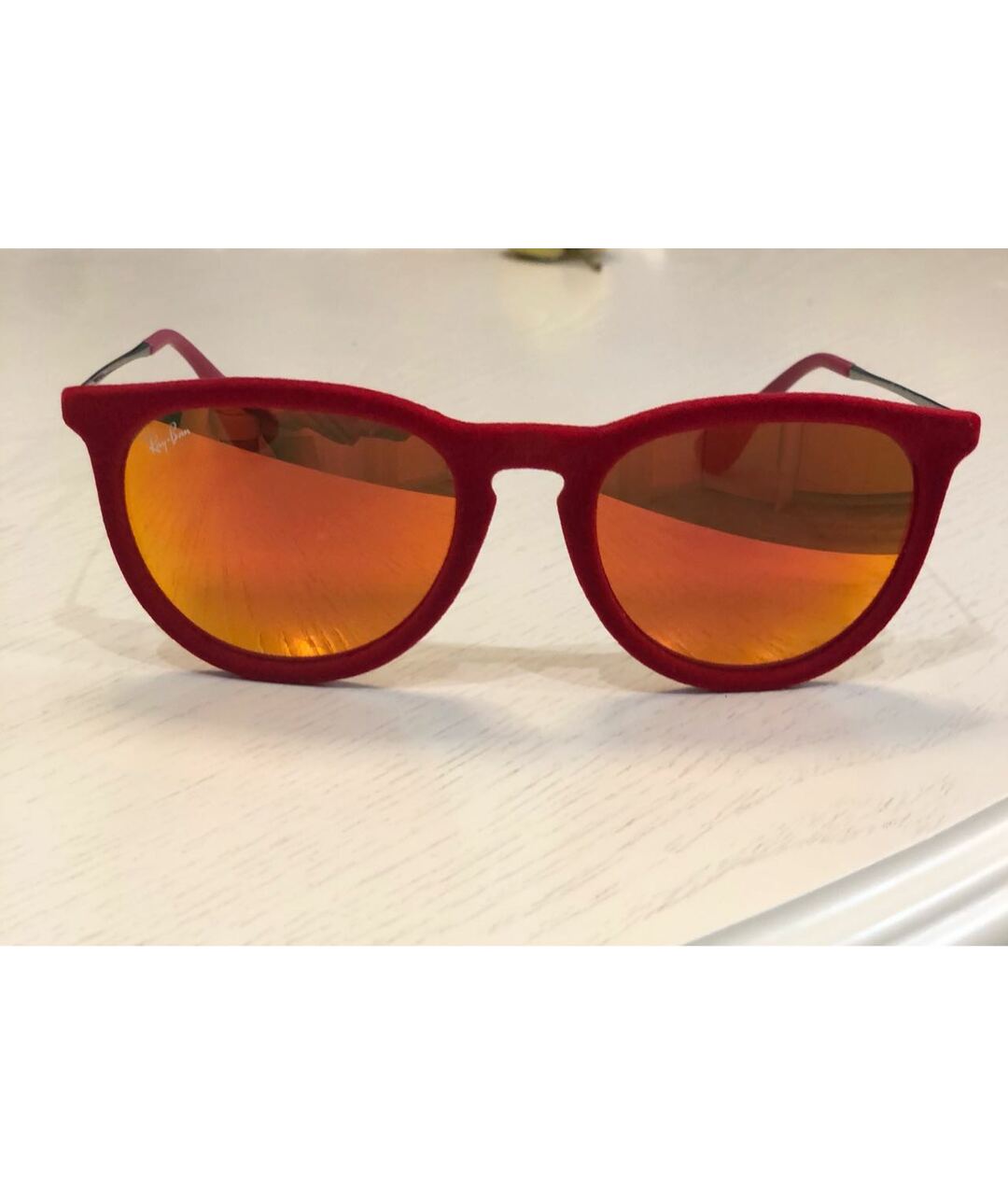 RAY BAN Красные пластиковые солнцезащитные очки, фото 7