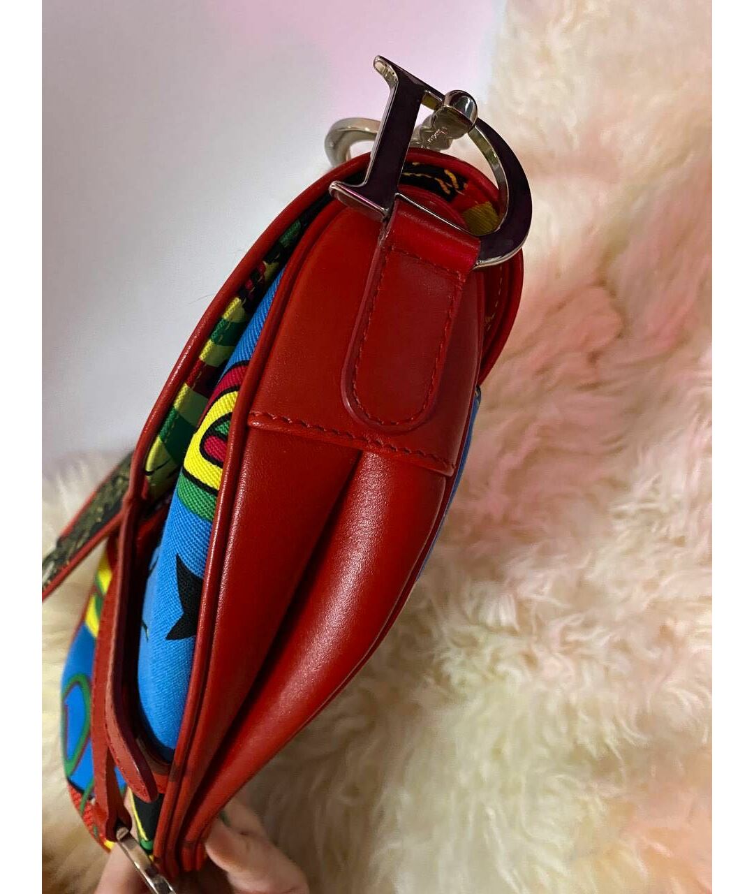 CHRISTIAN DIOR VINTAGE Красная тканевая сумка тоут, фото 8