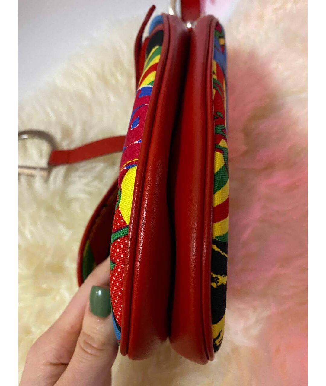 CHRISTIAN DIOR VINTAGE Красная тканевая сумка тоут, фото 7