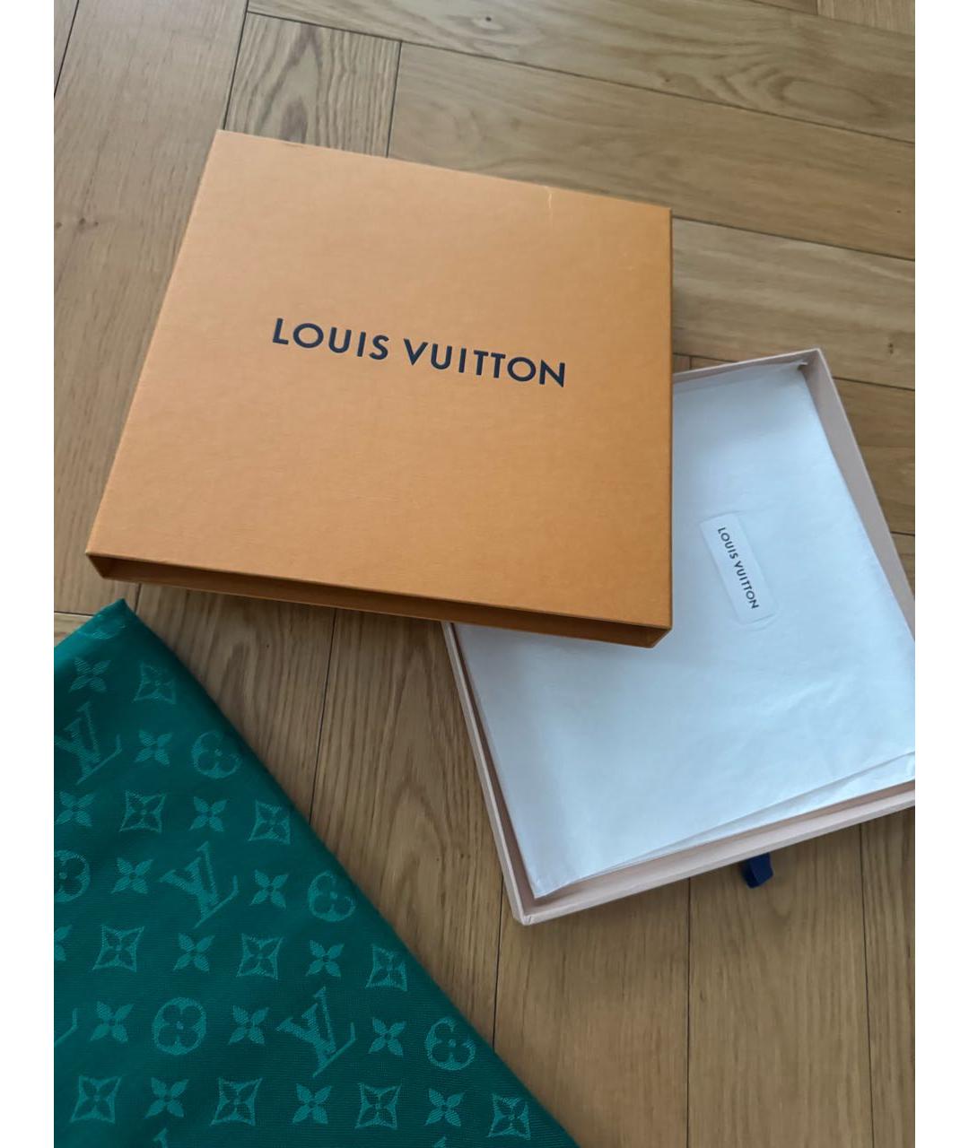 LOUIS VUITTON Зеленый шелковый платок, фото 7