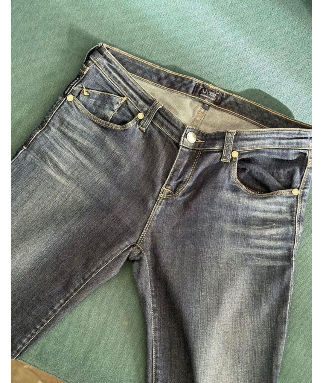 ARMANI JEANS Синие хлопковые прямые джинсы, фото 3