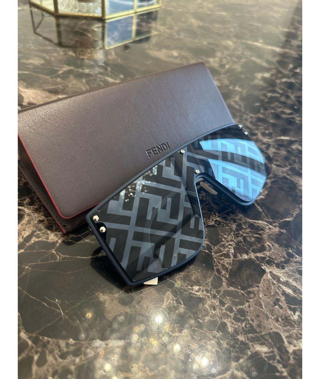FENDI Синие металлические солнцезащитные очки, фото 4
