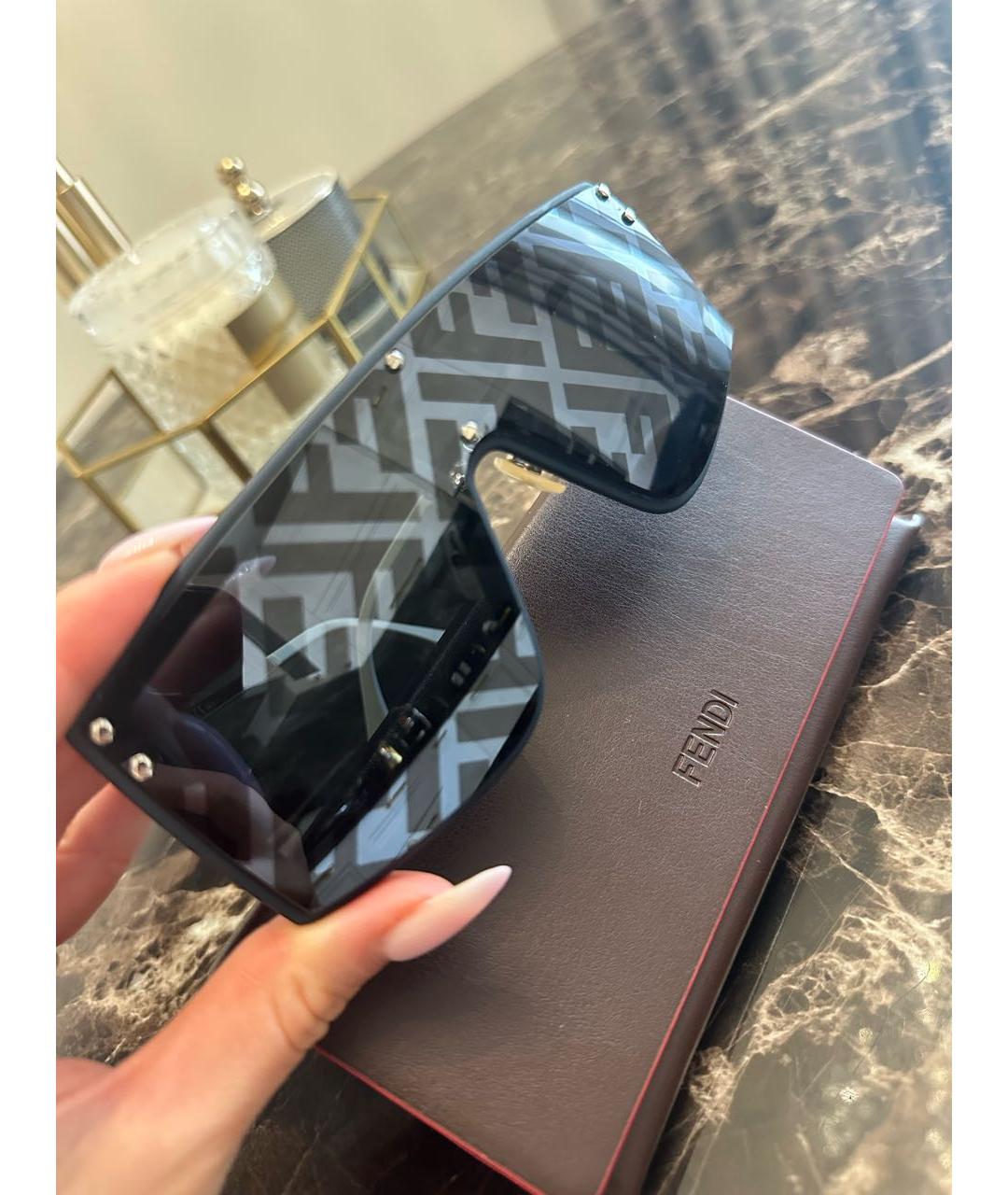 FENDI Синие металлические солнцезащитные очки, фото 2