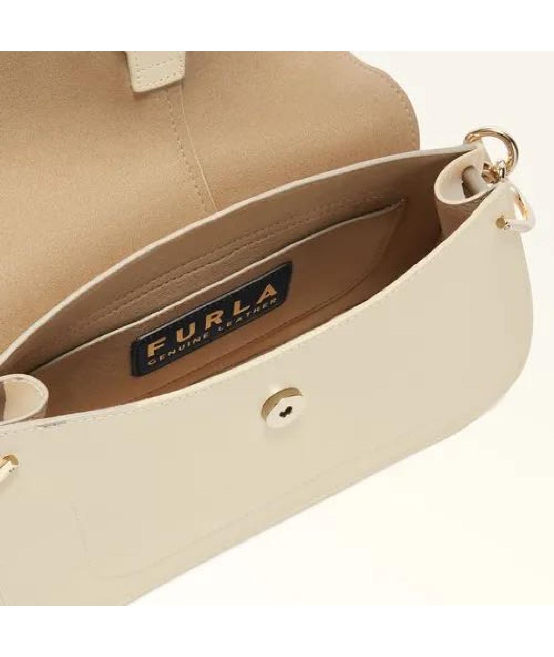 FURLA Бежевая кожаная сумка через плечо, фото 4