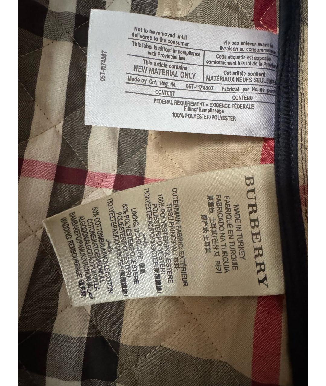 BURBERRY Темно-синяя полиэстеровая куртка, фото 6