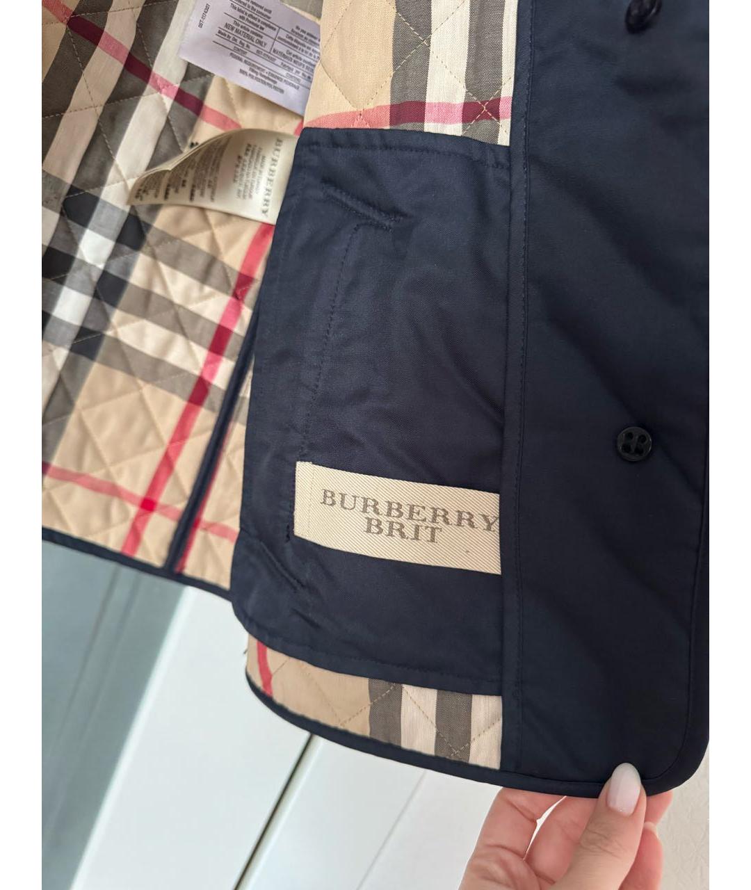 BURBERRY Темно-синяя полиэстеровая куртка, фото 5