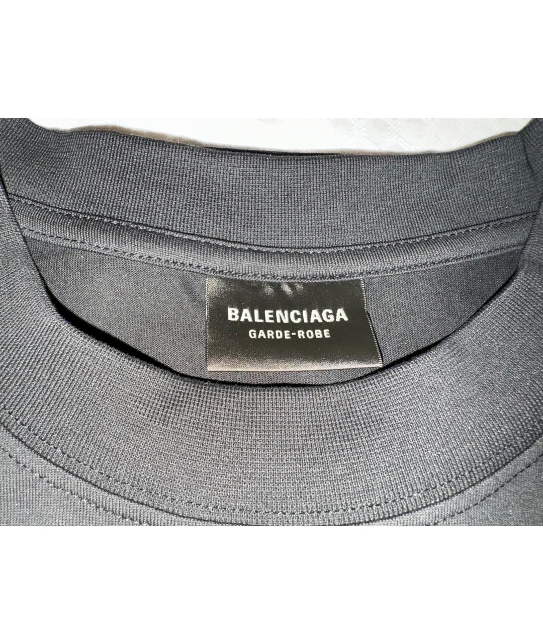 BALENCIAGA Черная хлопковая футболка, фото 7