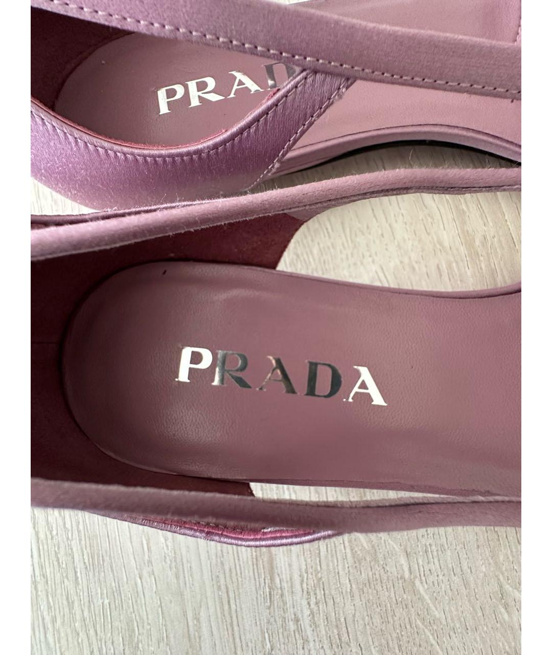 PRADA Фиолетовые лодочки на низком каблуке, фото 5