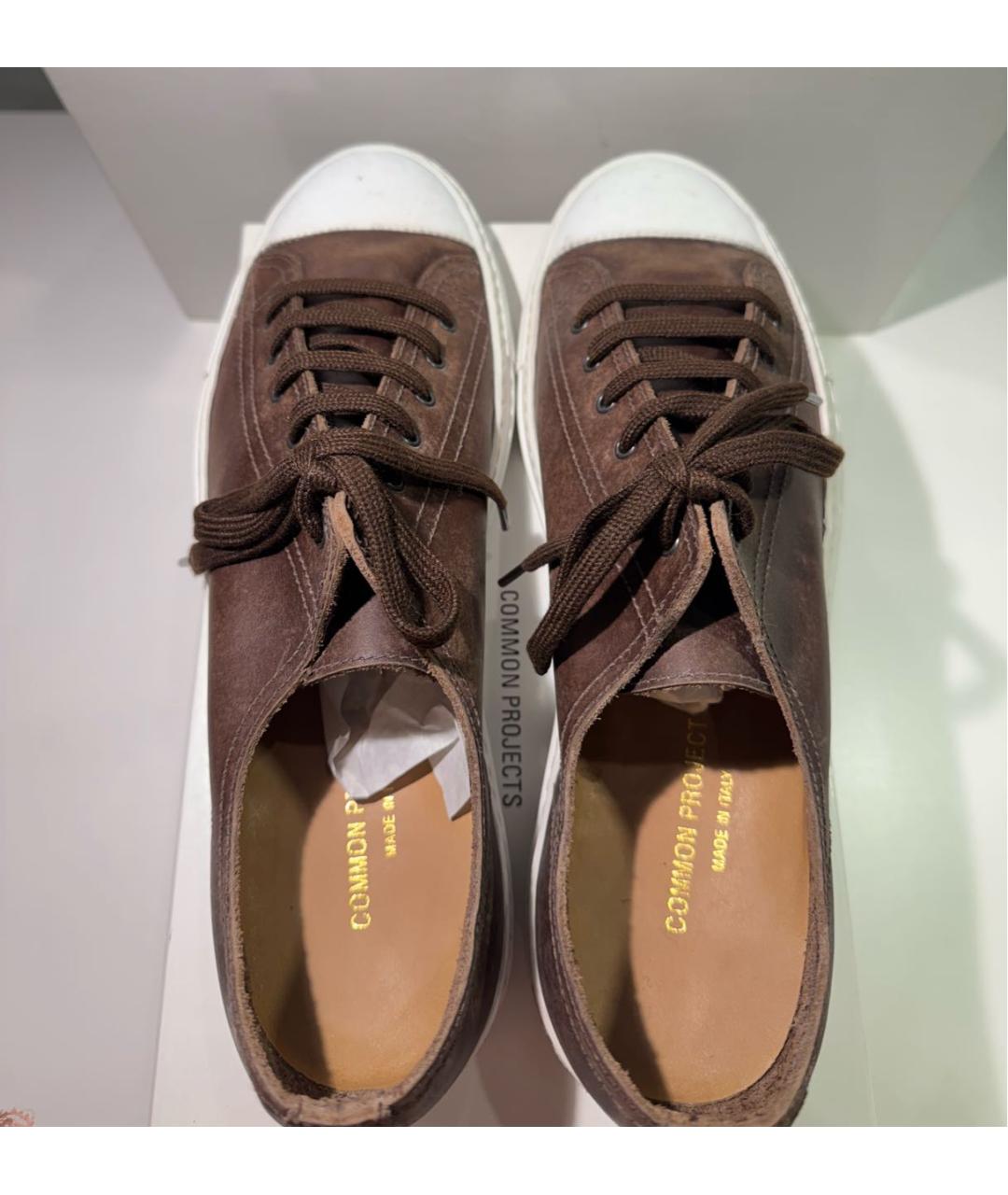 COMMON PROJECTS Коричневые кожаные низкие кроссовки / кеды, фото 3